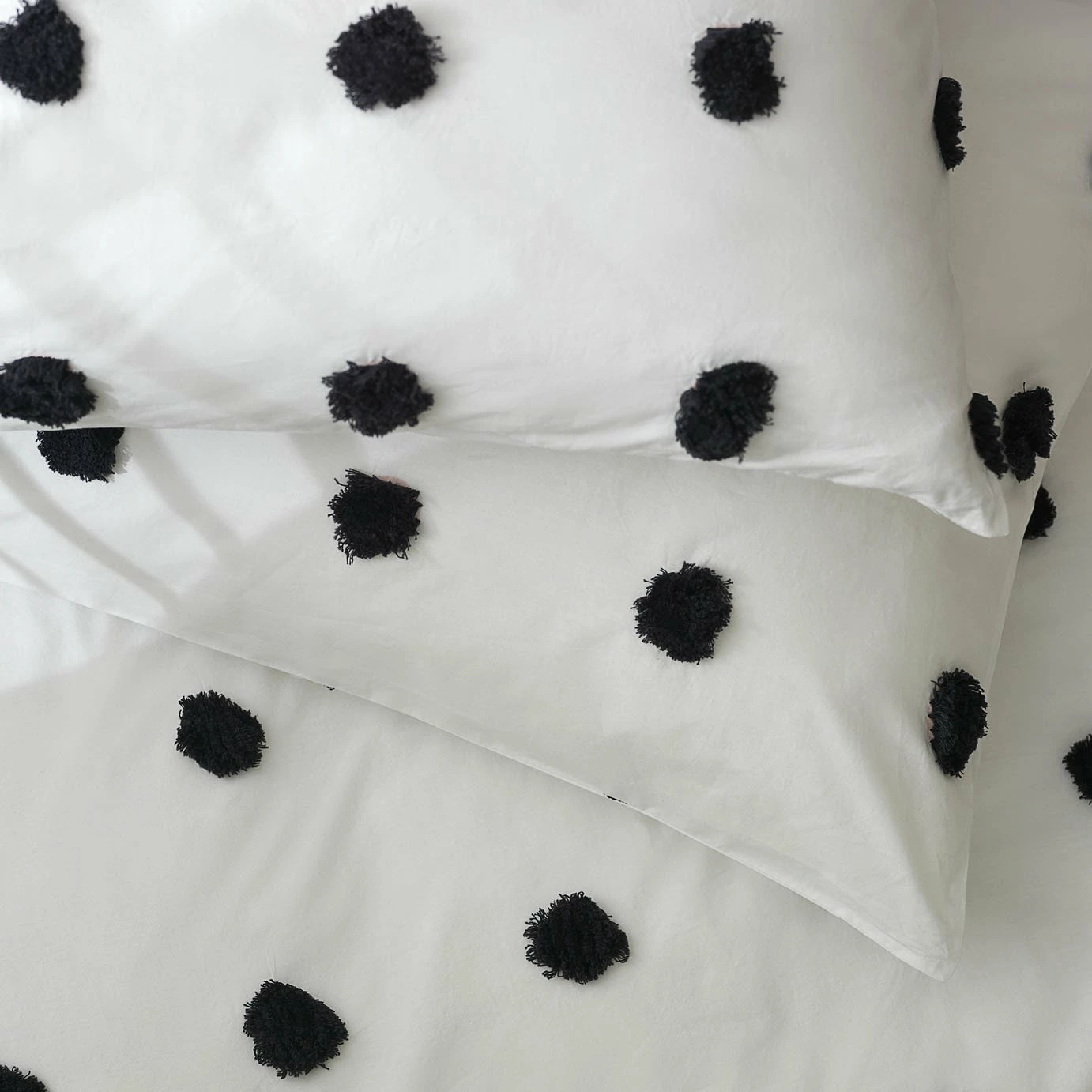 Habitat Cotton Tufted Spot White & Black Bedding Set -Single 4 Habitat Cotton Tufted Spot White & Black Bedding Set -Single - Image 4