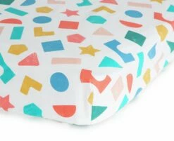 Habitat Kids Colourful Shapes 2 Pack Fitted Sheets - Cot -Bed Linings Sales Store 9571310 R Z002A
