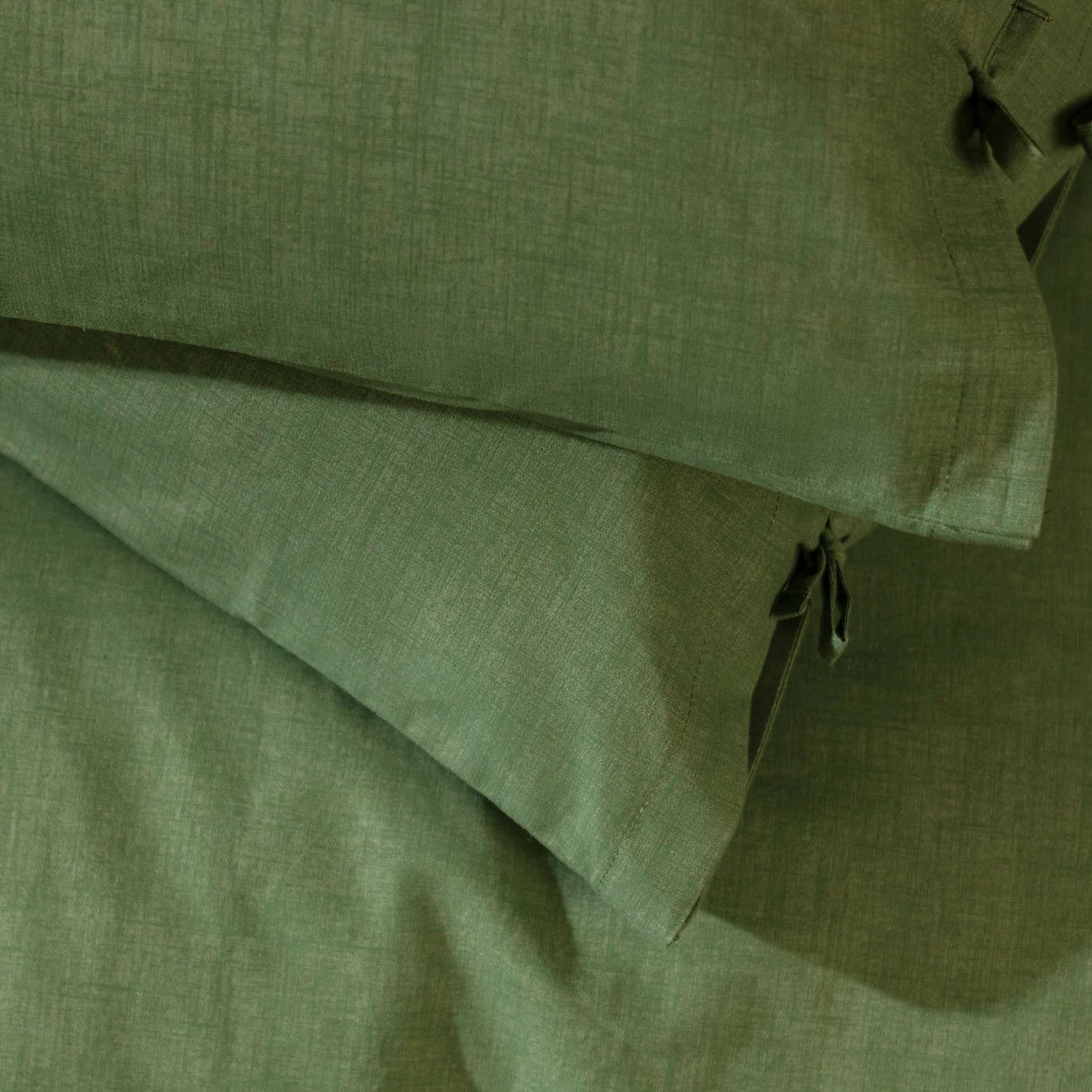 Habitat Cotton Textured Plain Green Bedding Set - Single 4 Habitat Cotton Textured Plain Green Bedding Set - Single - Image 4