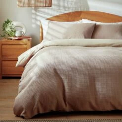 Habitat Cotton Waffle Plain Neutral Bedding Set - Single